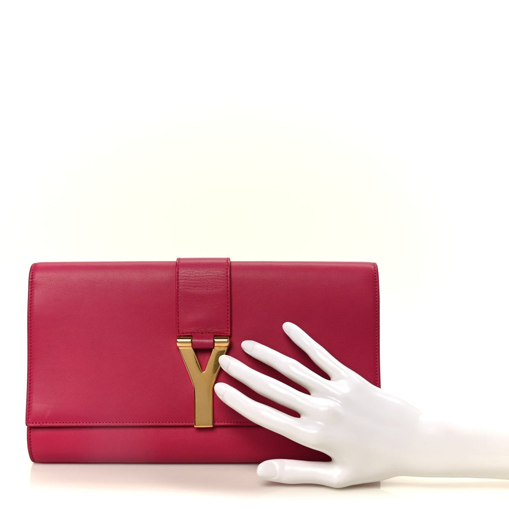 Calfskin Classic Y Ligne Clutch Fuchsia