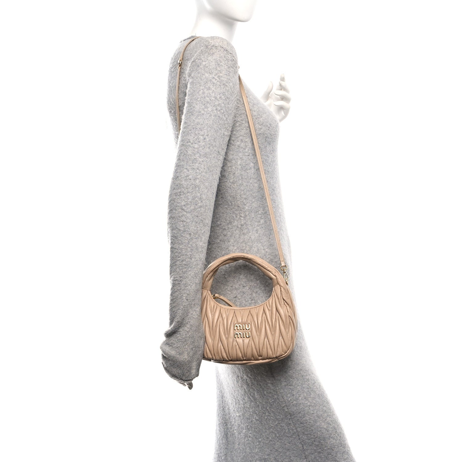 Nappa Matelasse Small Wander Hobo Sabbia