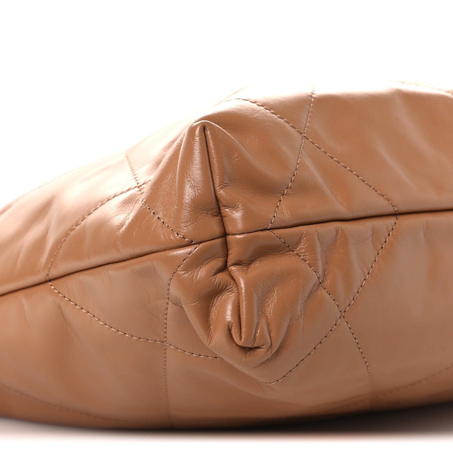 Shiny Calfskin Quilted Small Chanel 22 Beige