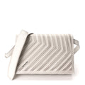Distressed Grained Calfskin Embossed Car Flap Bag White