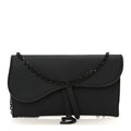 Ultra Matte Calfskin Saddle Chain Wallet Pouch Black