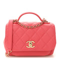 Caviar Quilted Small Business Affinity Flap Coral