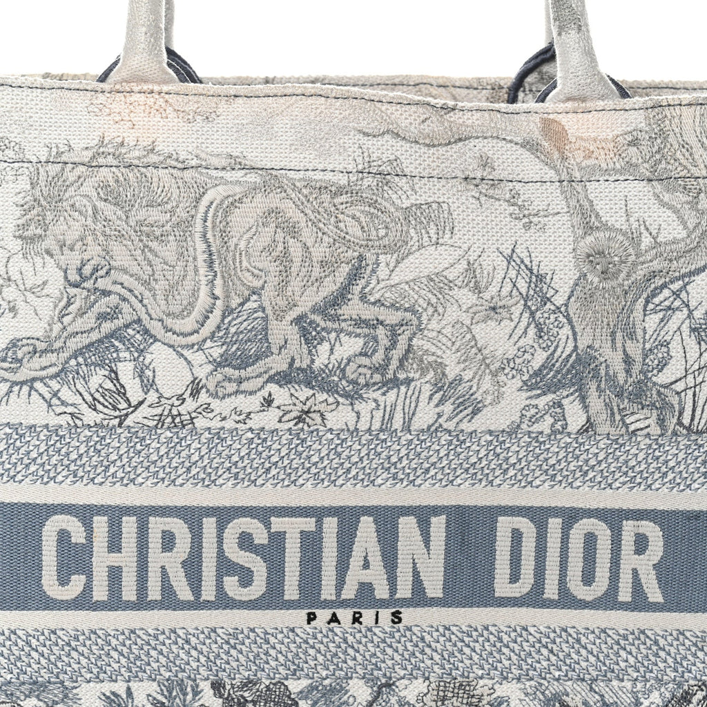 Gradient Canvas Embroidered Large Dioriviera Toile De Jouy Book Tote Blue
