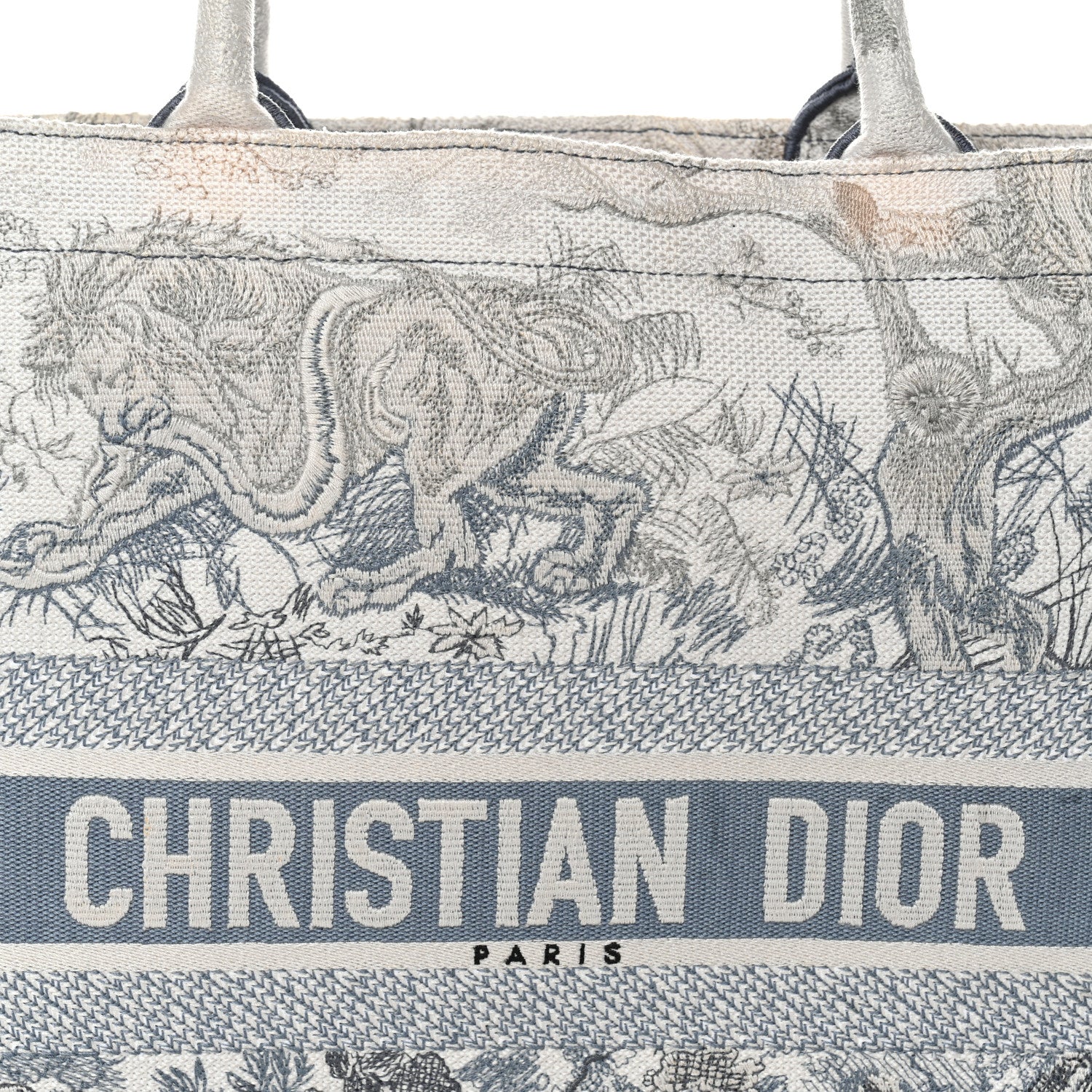 Gradient Canvas Embroidered Large Dioriviera Toile De Jouy Book Tote Blue