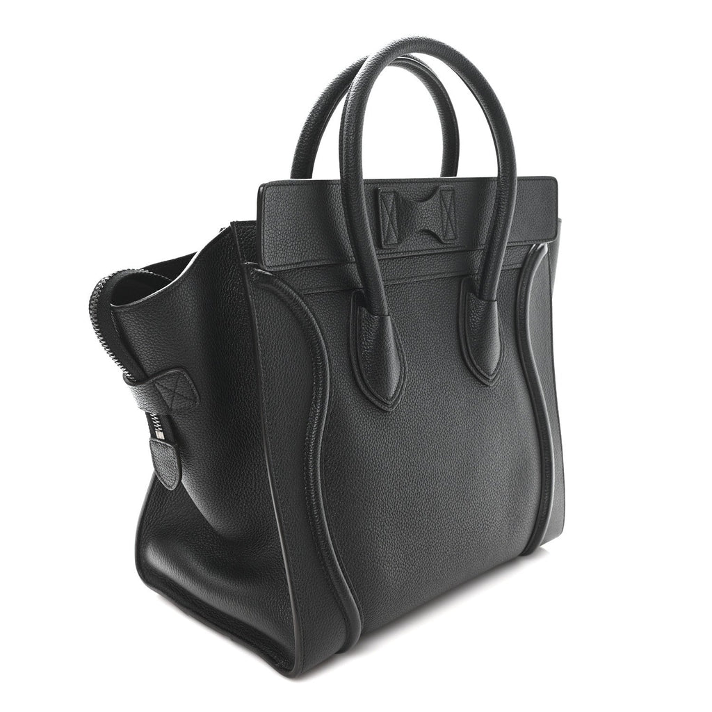Drummed Calfskin Mini Luggage Black
