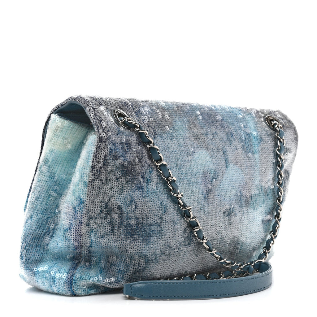 Sequin Large Waterfall Flap Light Blue