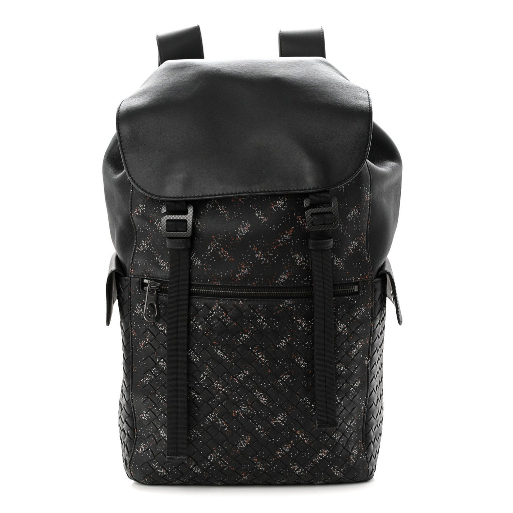 Calfskin Intrecciato Sassolungo Backpack Black Multicolor