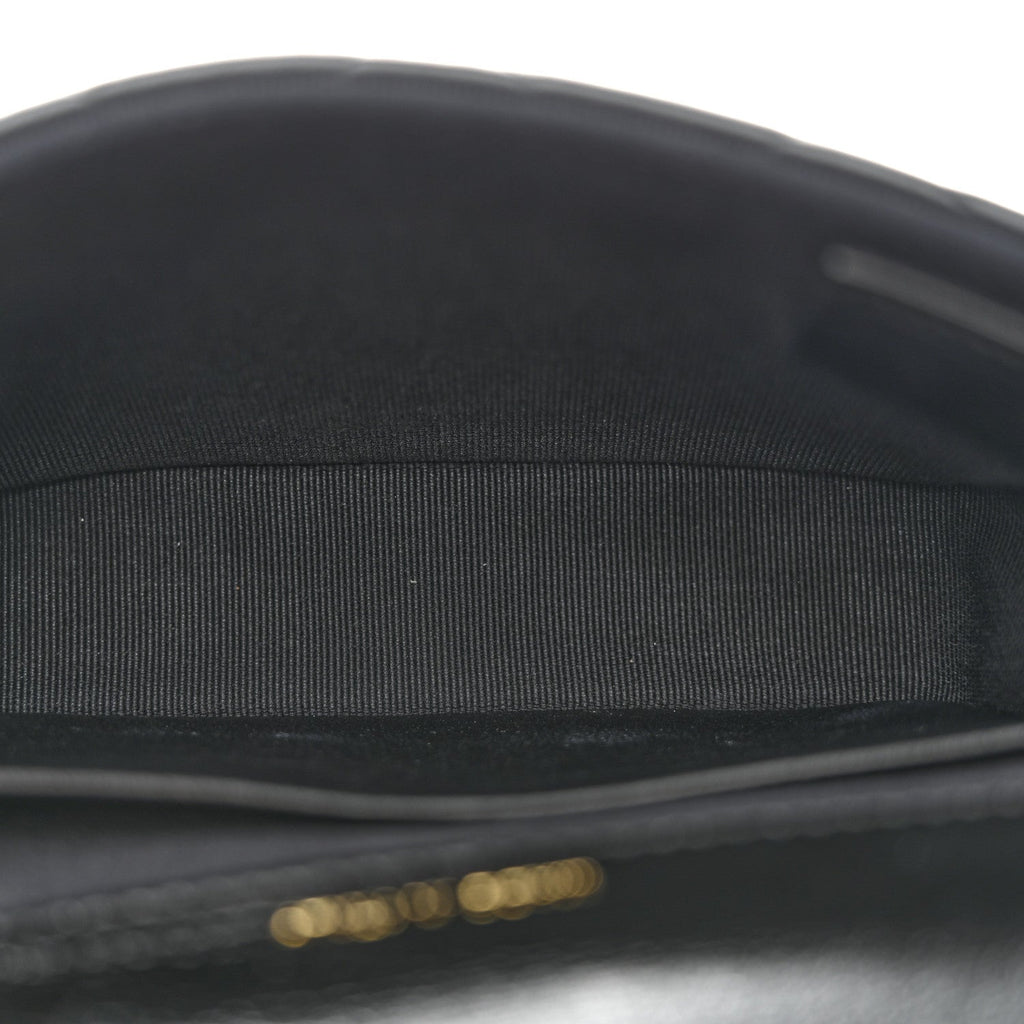 Shiny Crumpled Lambskin Quilted Mini Giant CC Flap Black