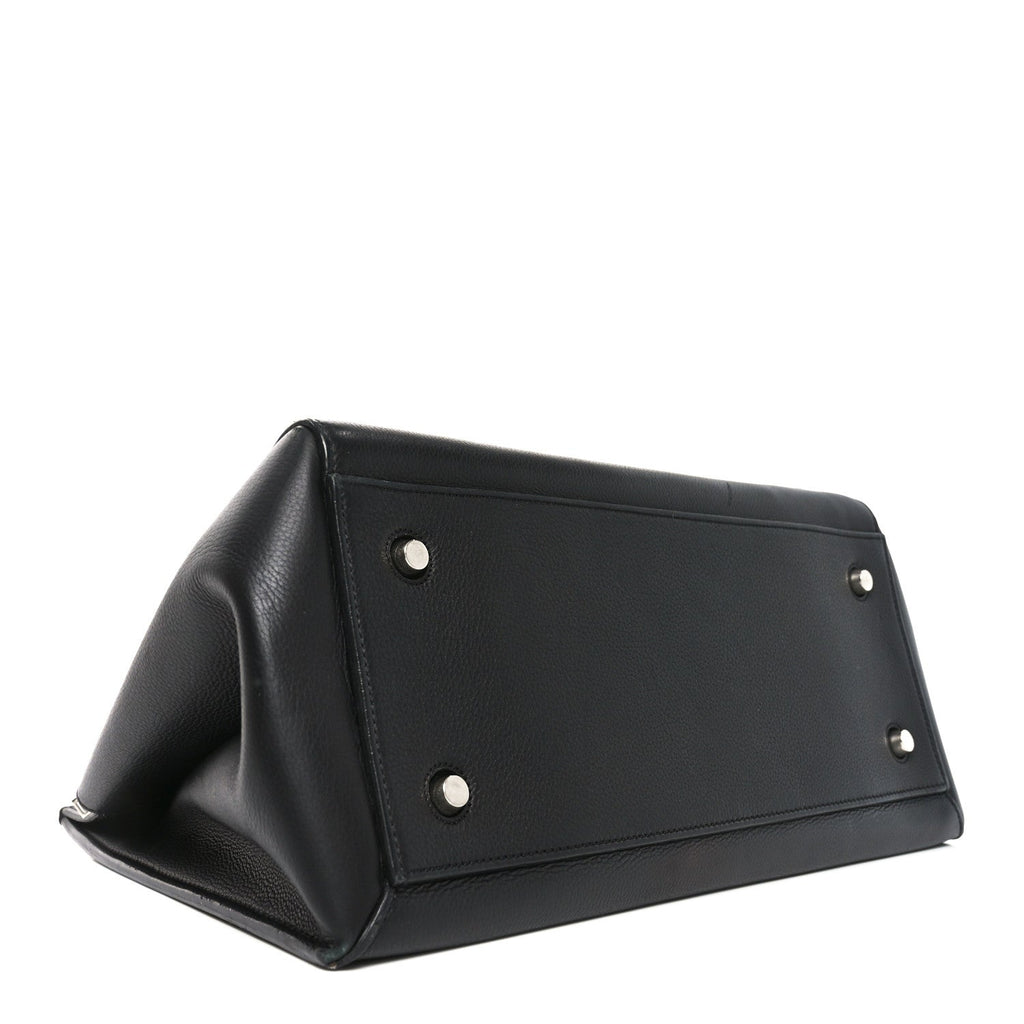 Grained Calfskin Edge Shoulder Bag Black