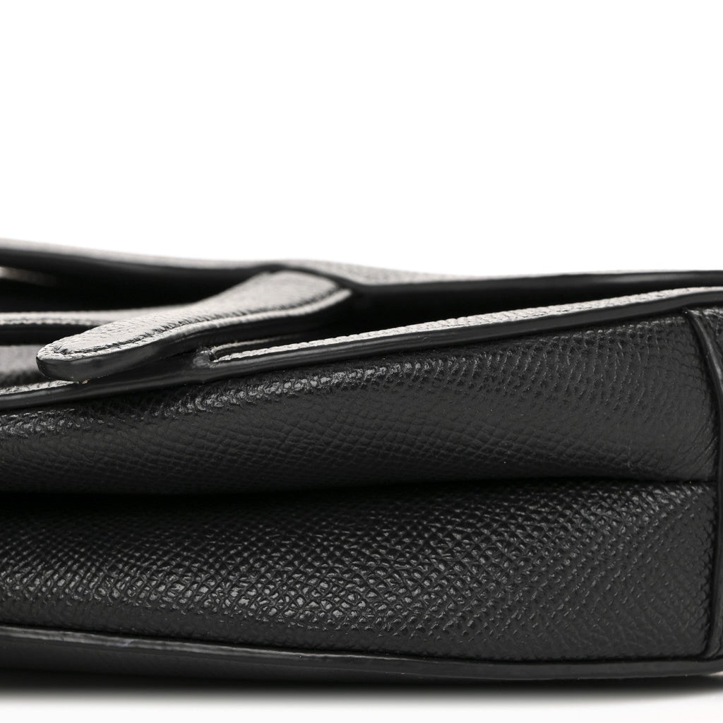 Grained Calfskin Mini Saddle Bag With Strap Black