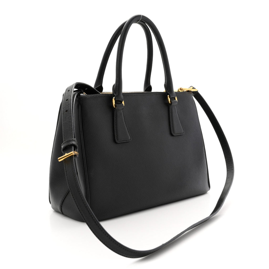 Saffiano Small Galleria Double Zip Tote Black