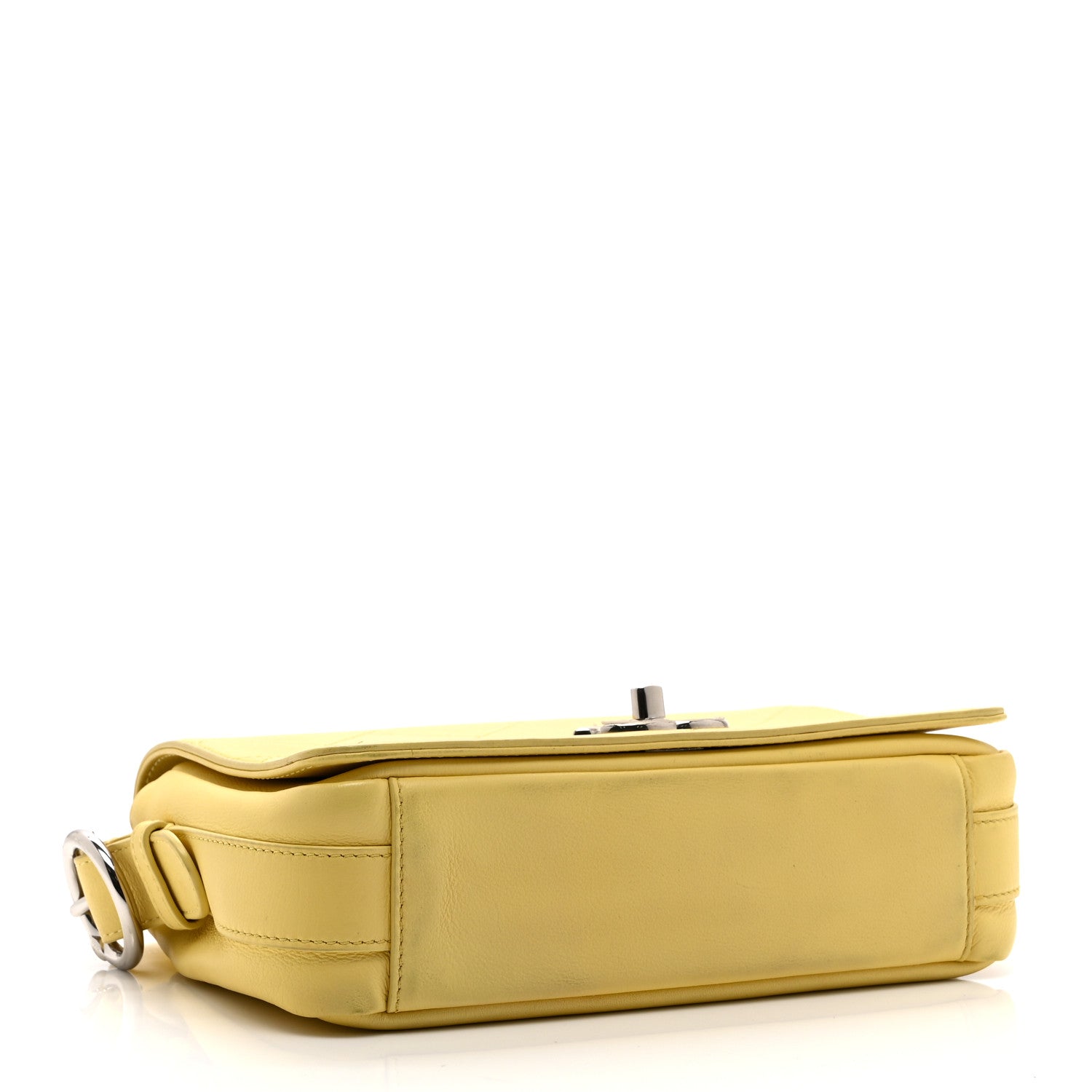 Calfskin Small Stitched Flap Yellow
