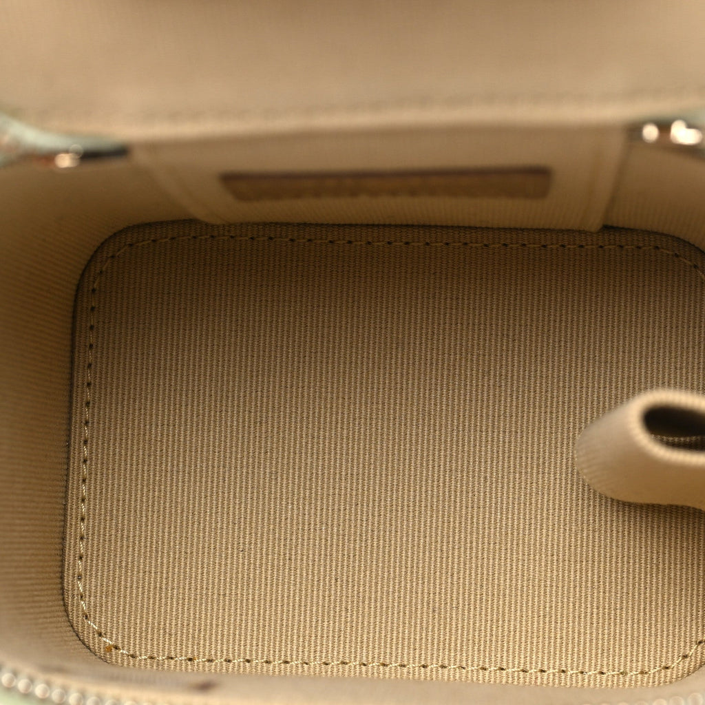 Lambskin Quilted Pearl Crush Mini Vanity Case With Chain Light Green