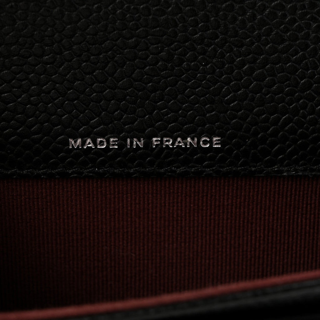 Caviar Quilted Flap  Holder Wallet Black