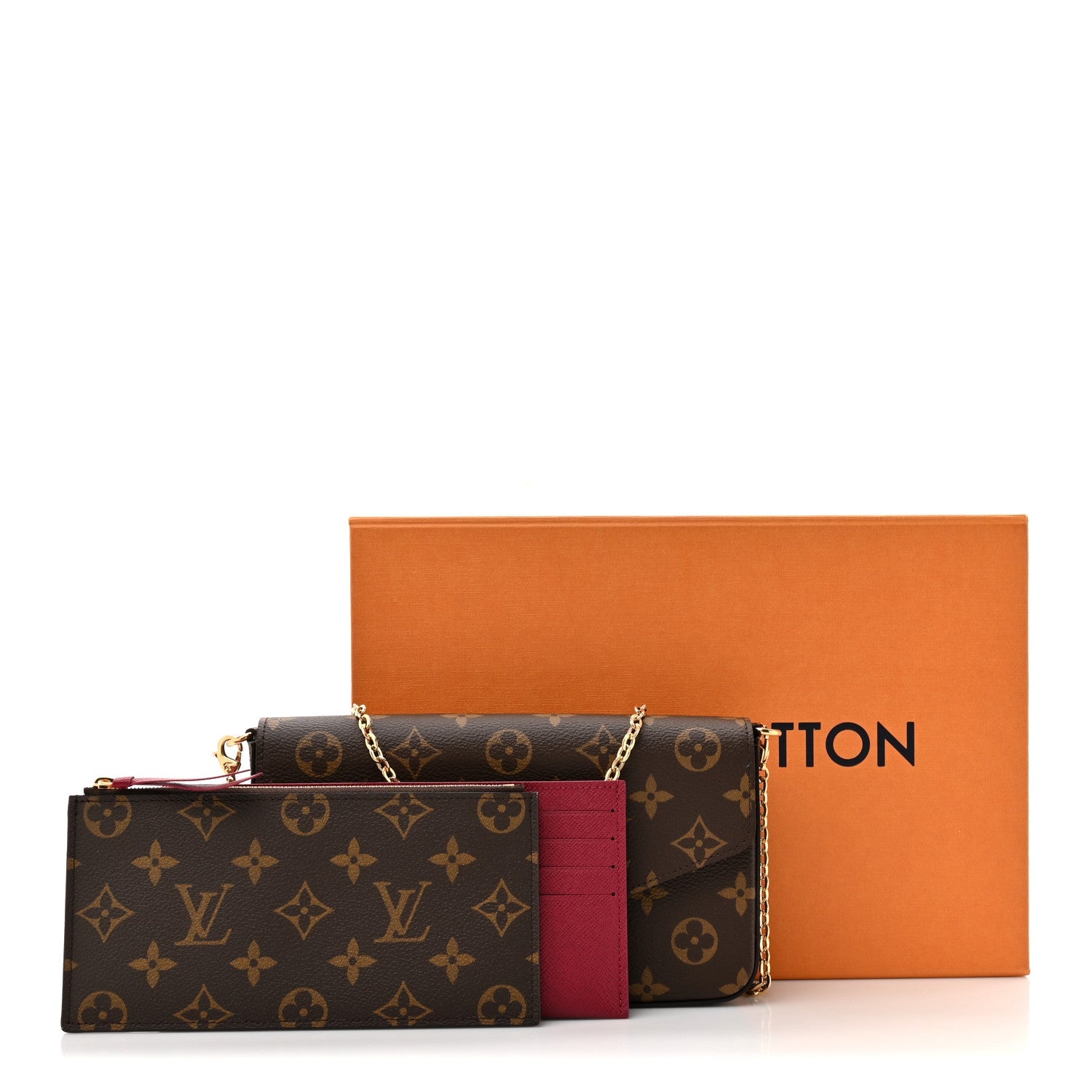 Monogram Pochette Felicie Chain Wallet Fuchsia