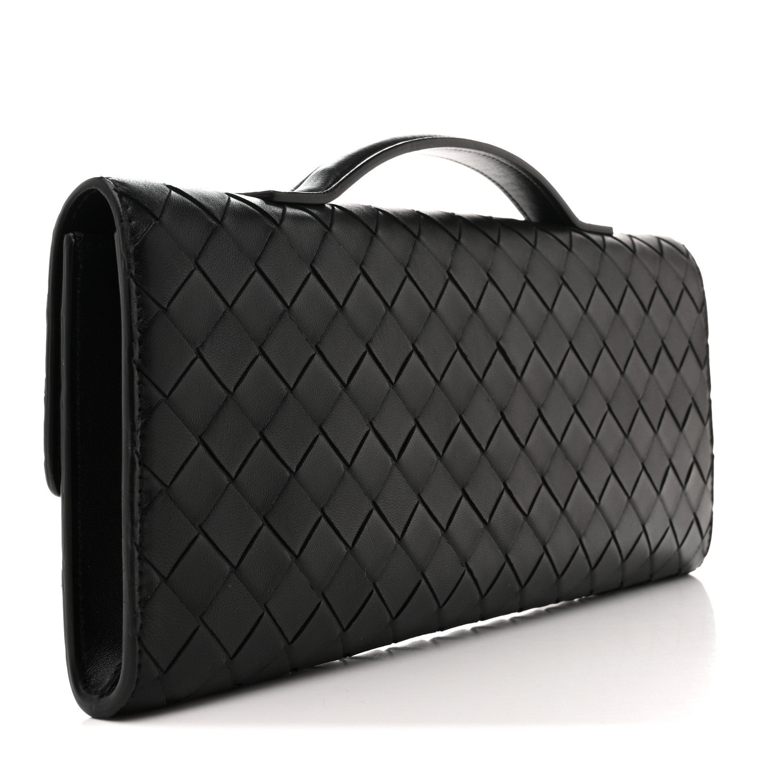 Nappa Intrecciato Long Andiamo Top Handle Clutch Black