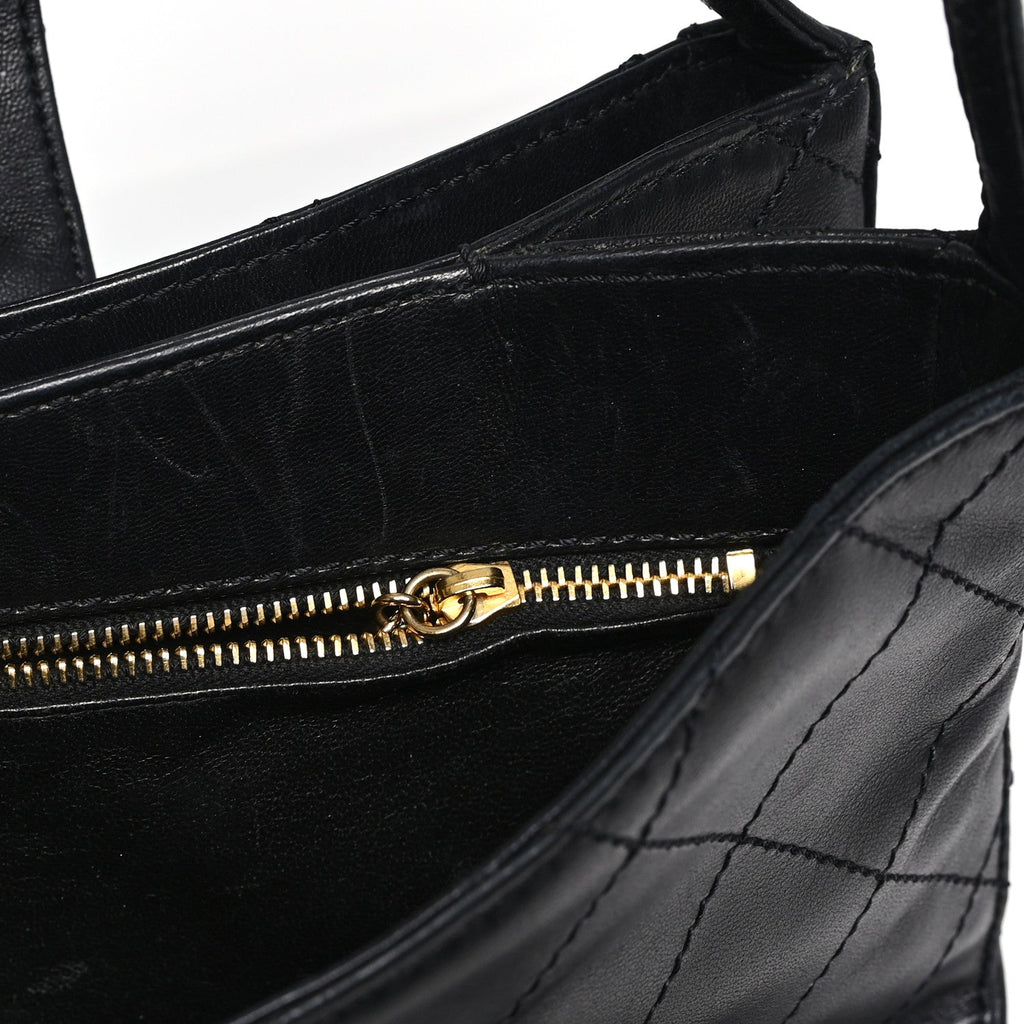 Lambskin Quilted CC Flap Shoulder Bag Black