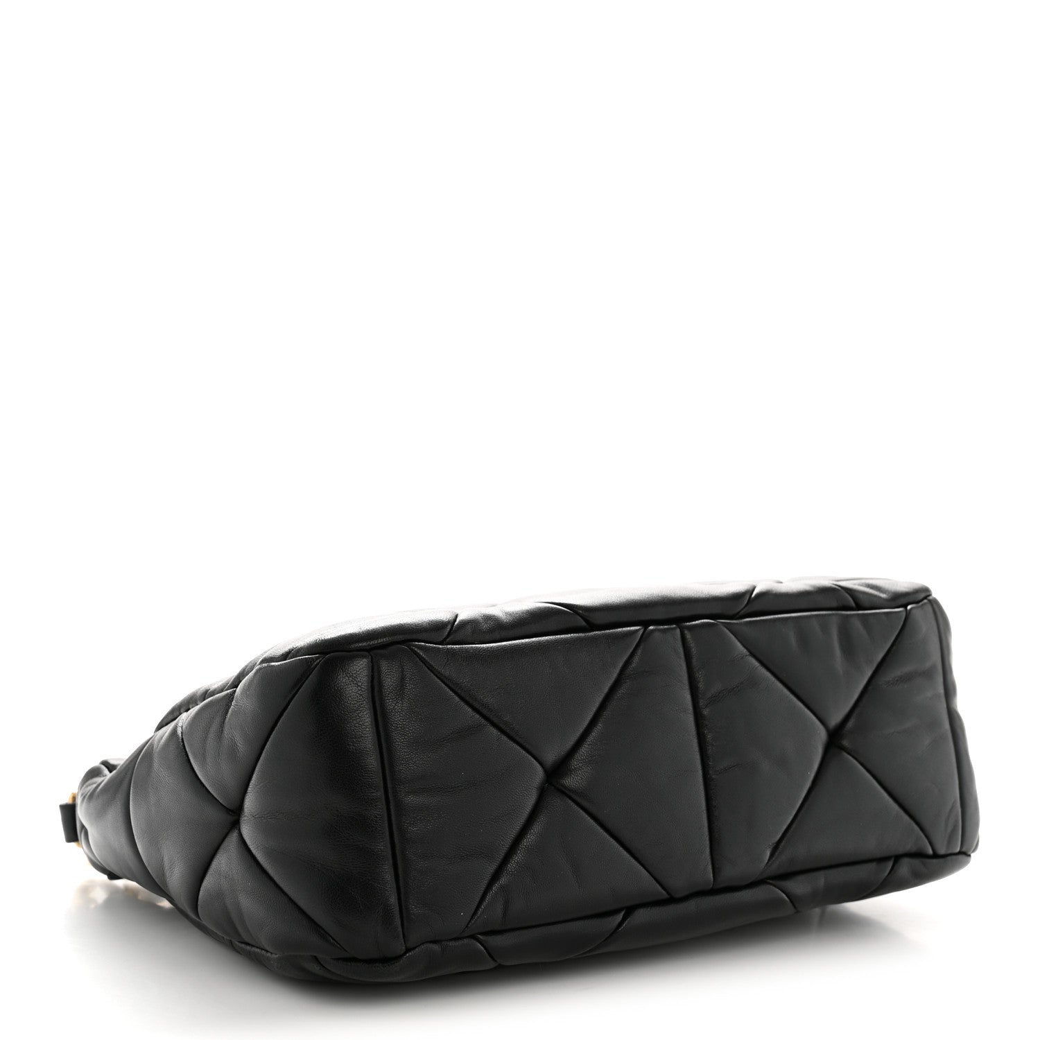 Nappa Re-Nylon Triangle Quilted Patchwork System Shoulder Bag Black