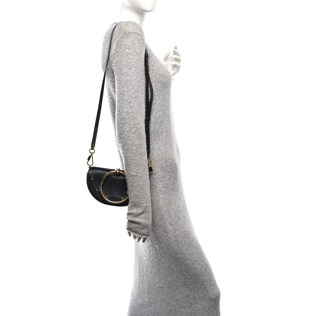 Calfskin Small Nile Bracelet Minaudiere Bag Black