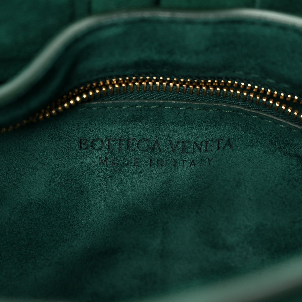 Suede Maxi Intrecciato Padded Chain Cassette Crossbody Bag Emerald Green