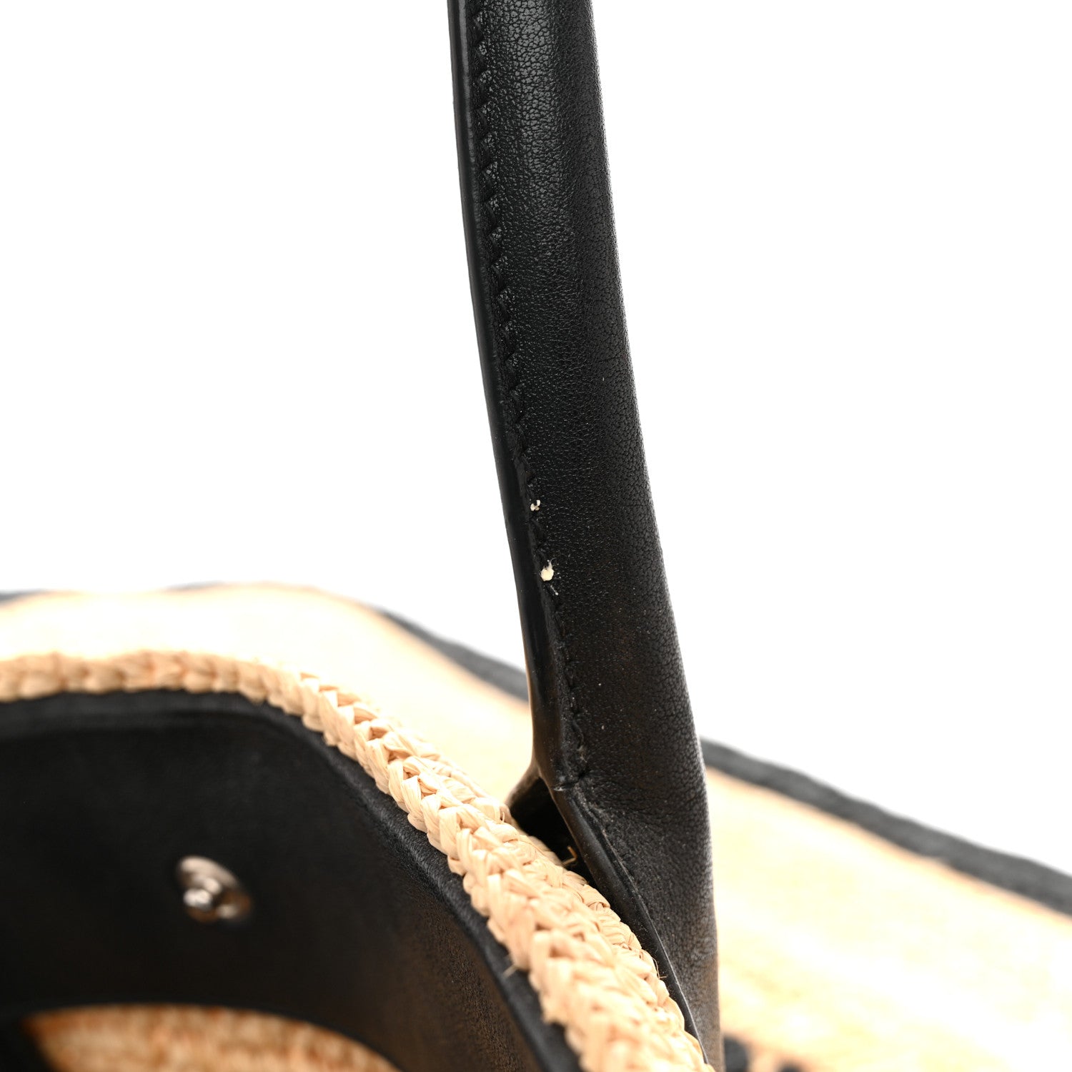 Raffia Calfskin Rive Gauche Tote Naturale Black