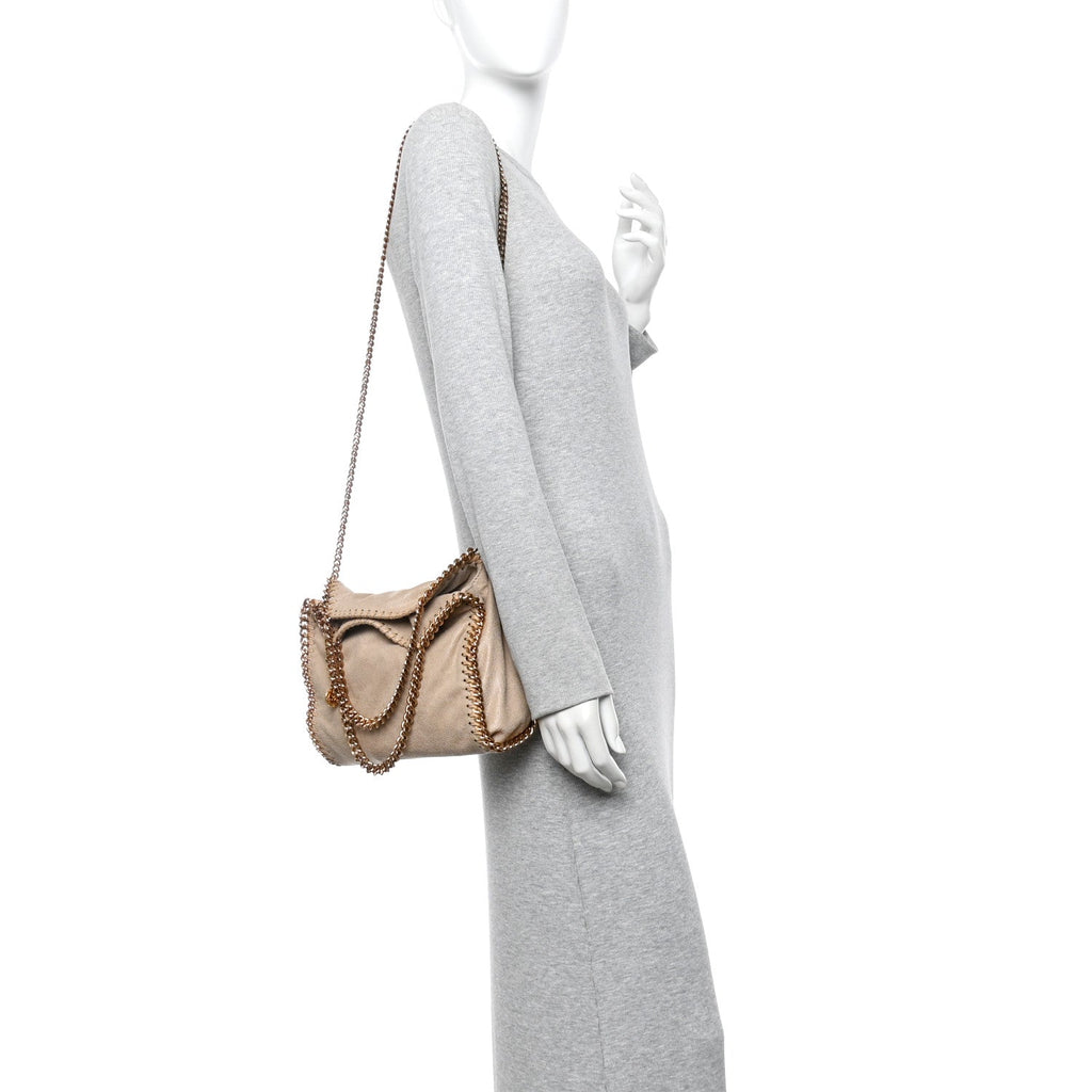 Shaggy Deer Mini Falabella Fold Over Tote Beige