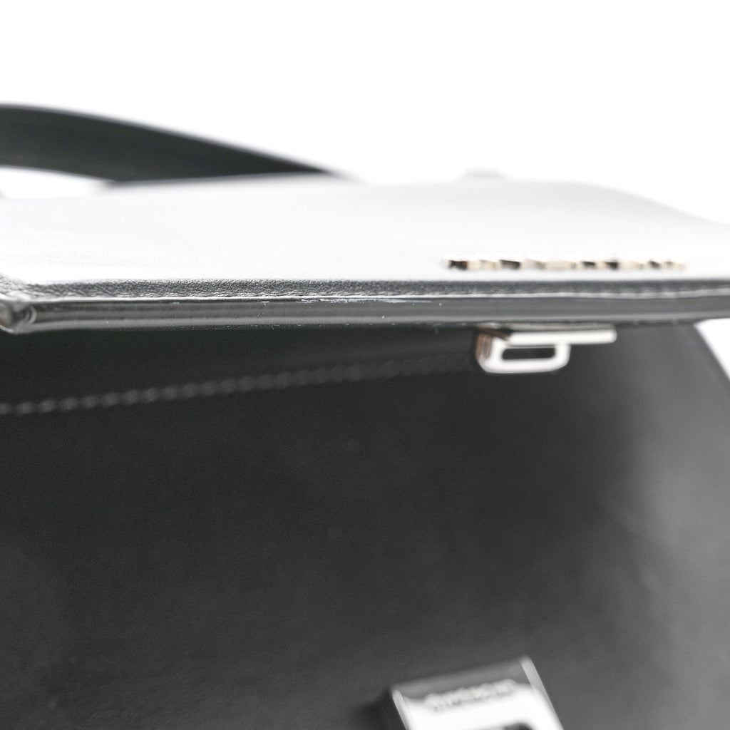 Calfskin Mini Pandora Box Logo Strap Crossbody Bag Black