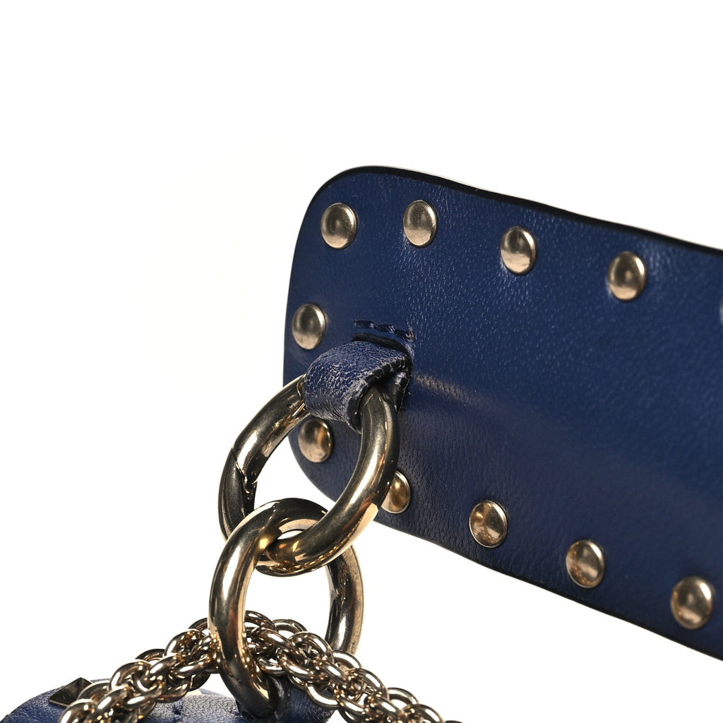 Nappa VLTN Print Medium Rockstud Spike Shoulder Bag Pure Blue White