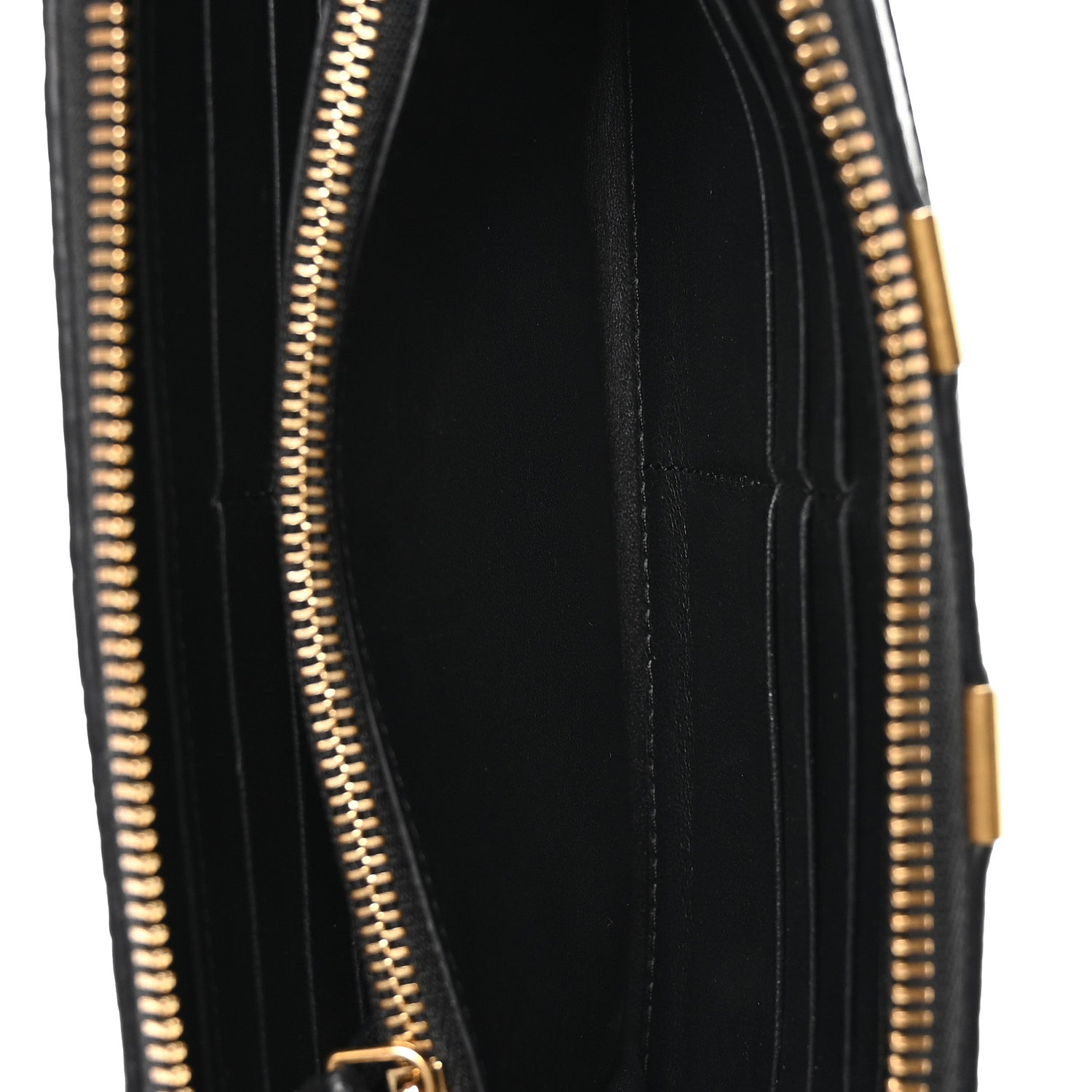 Grained Calfskin Marcie Long Zip Around Wallet Black