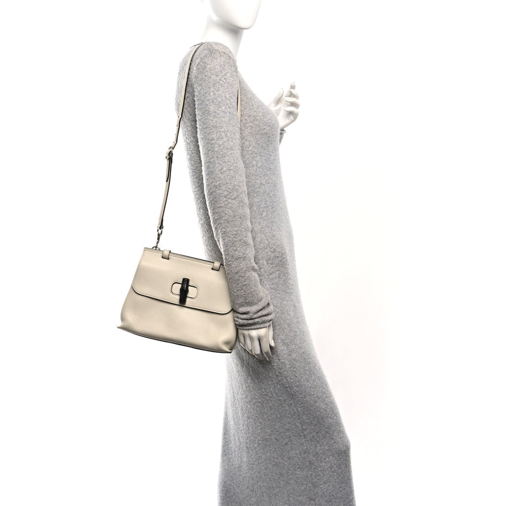Cellarius Calfskin Small Bamboo Daily Top Handle Bag Mystic White