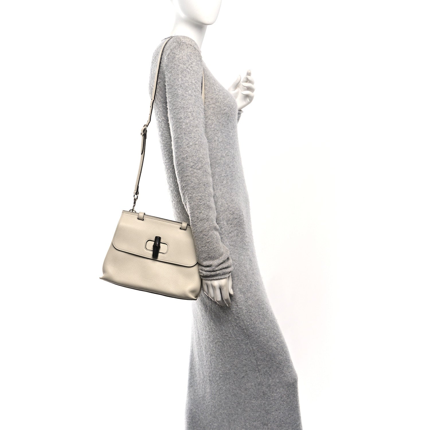 Cellarius Calfskin Small Bamboo Daily Top Handle Bag Mystic White