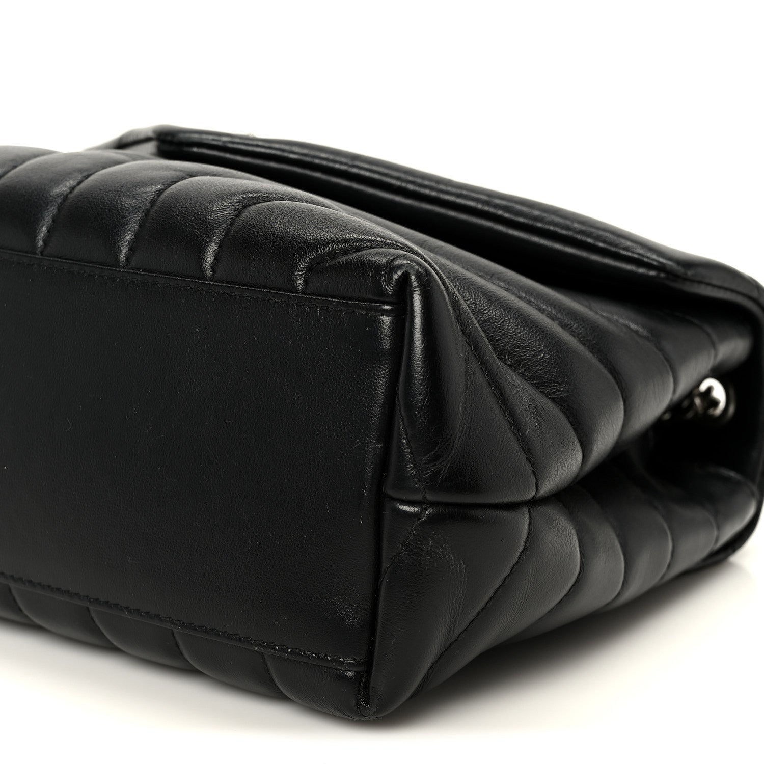 Calfskin Y Quilted Monogram Small Loulou Chain Satchel Black