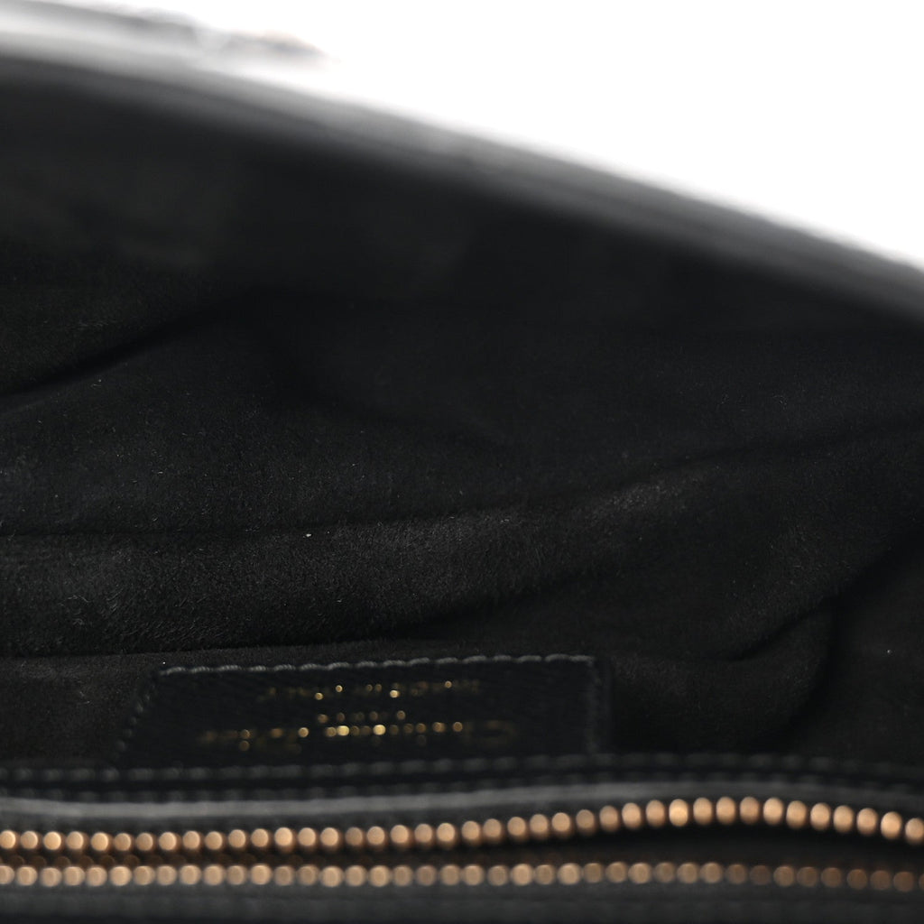 Grained Calfskin Saddle Bag With Strap Black