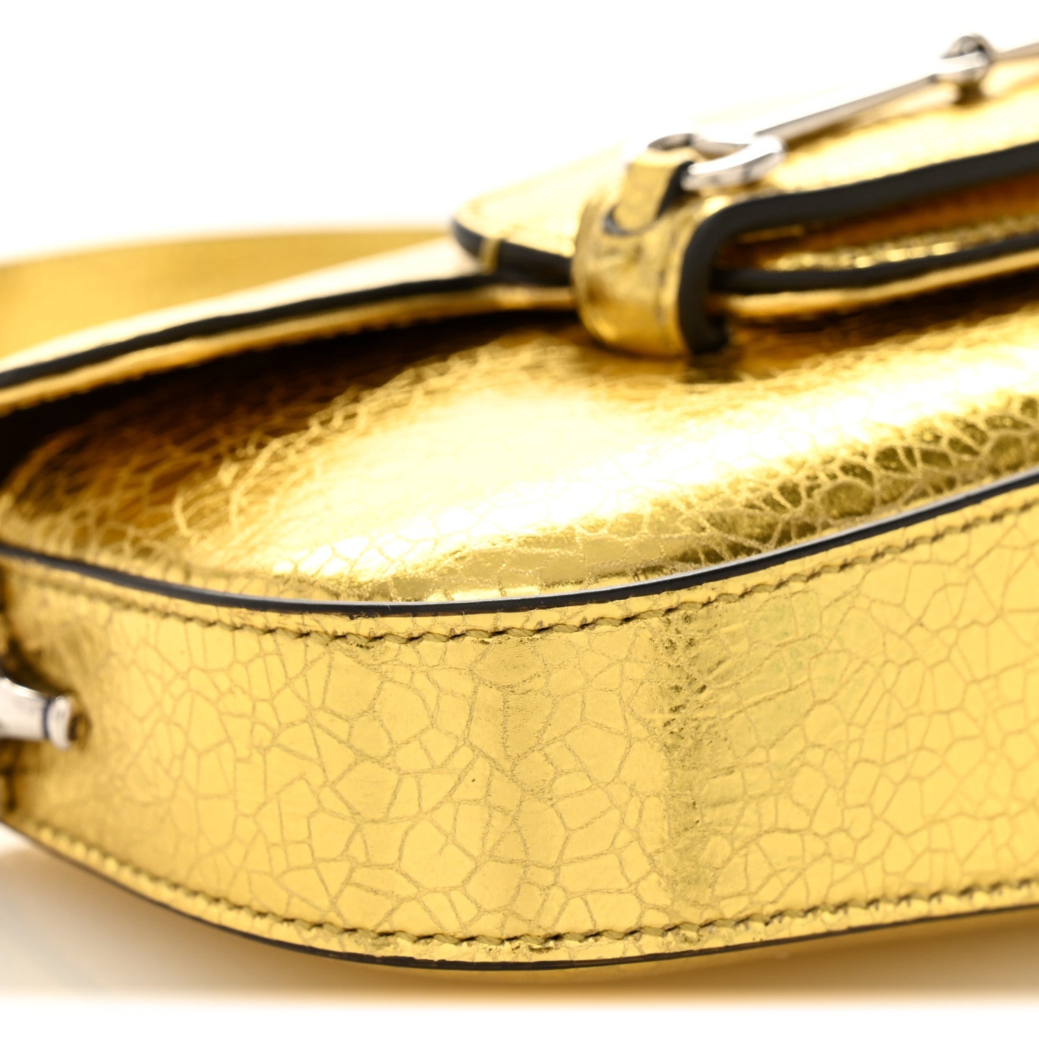 Metallic Demetra Mini Horsebit 1955 Asymmetric Shoulder Bag Gold