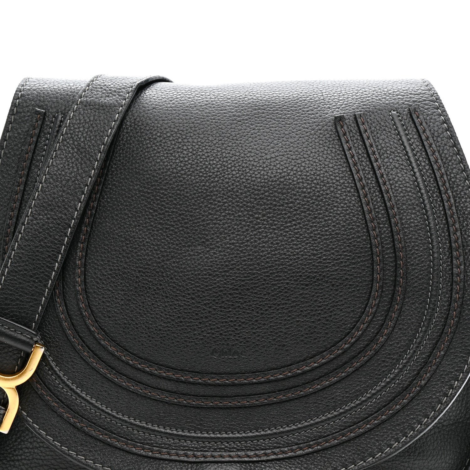 Calfskin Medium Marcie Round Crossbody Bag Black