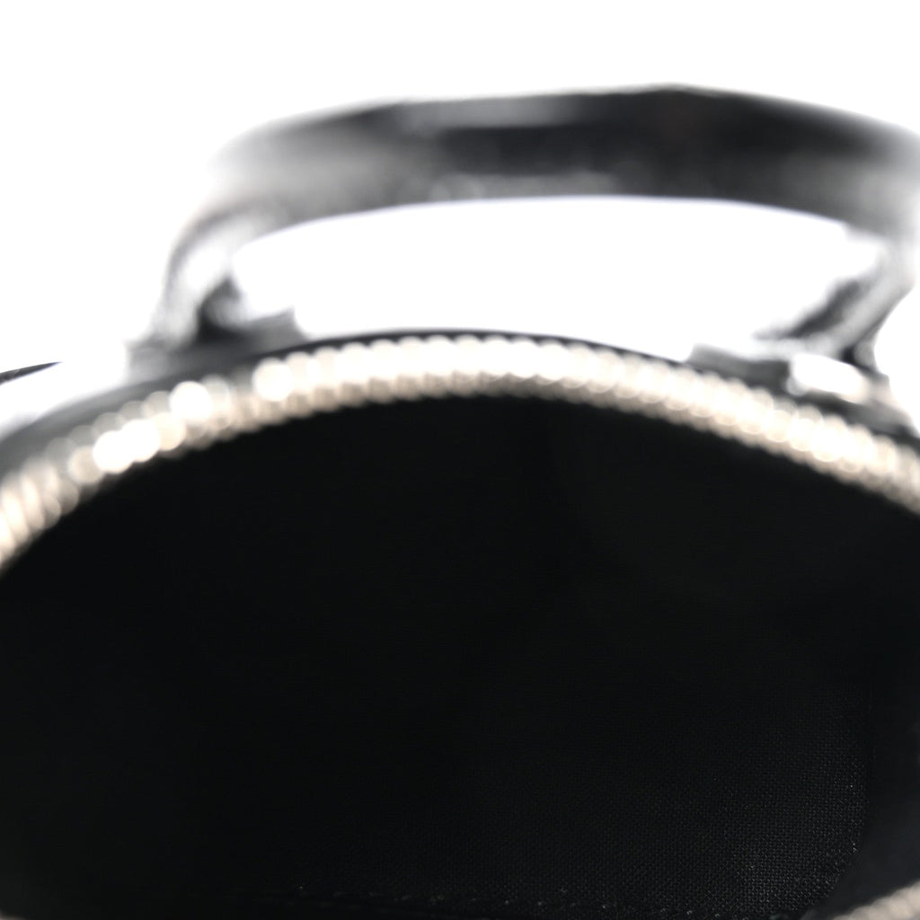 Shiny Calfskin Logo Crocodile Embossed Mini Ville Top Handle Bag Black