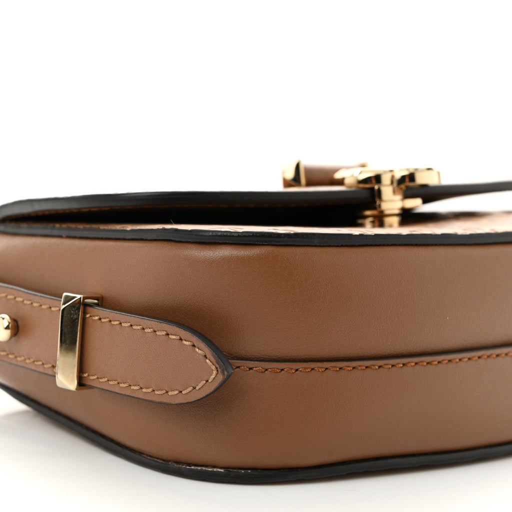 Calfskin Small Varenne Logo Embossed Shoulder Bag Brown