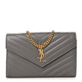 Grain De Poudre Matelasse Chevron Monogram Chain Wallet Fog