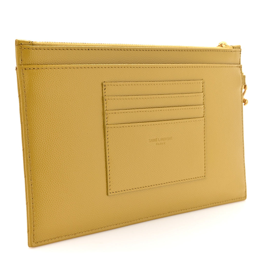 Grain De Poudre Chevron Monogram Large Bill Pouch Light Chartreuse