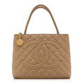 Caviar Quilted Medallion Tote Beige