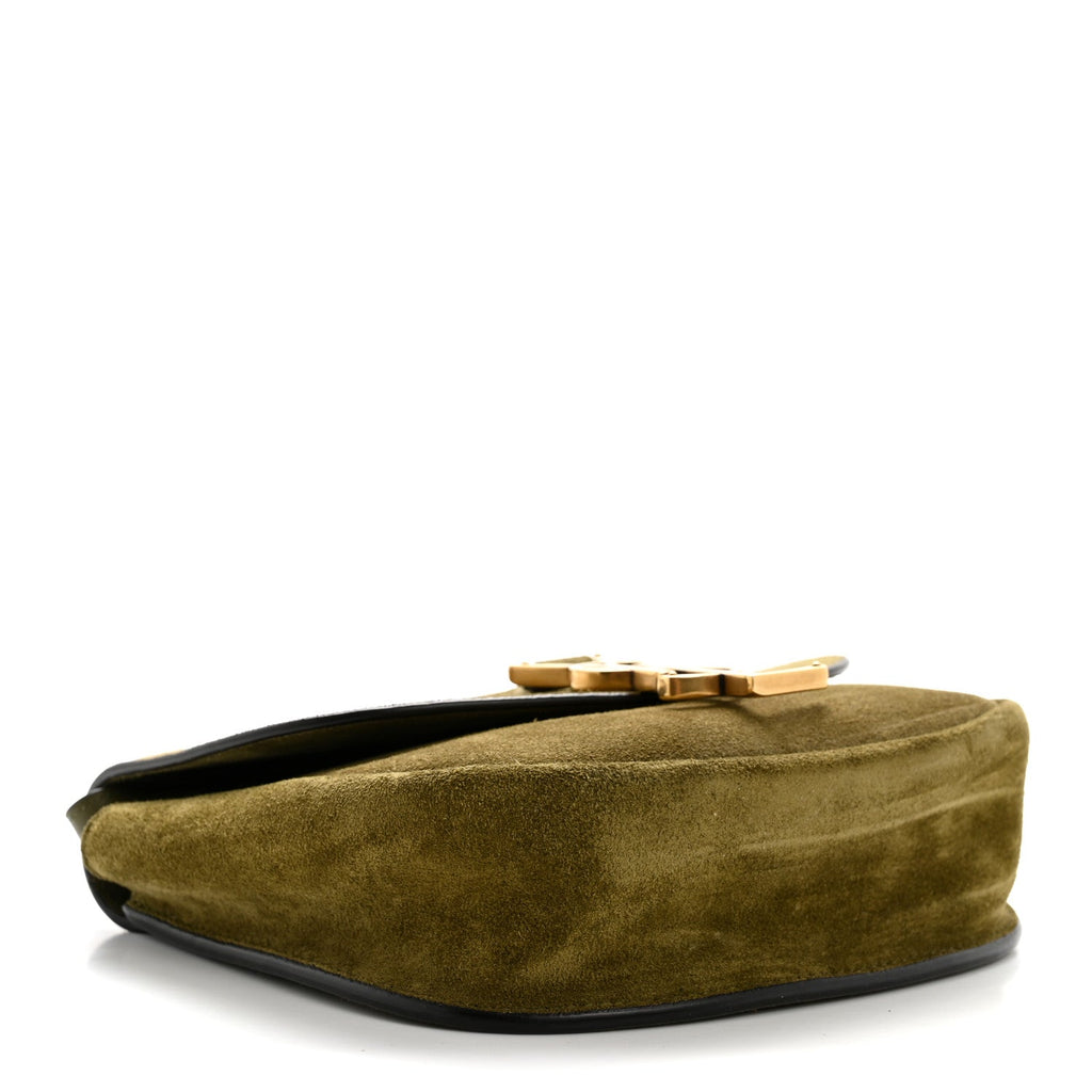 Suede Calfskin Monogram Small Kaia Satchel Olive Green