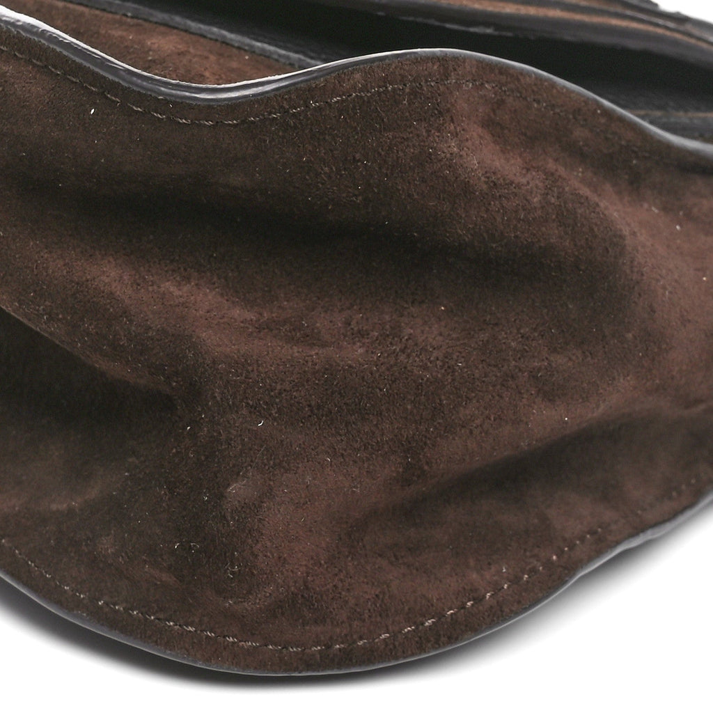 Suede Calfskin Braided Medium Marcie Double Carry Dark Brown