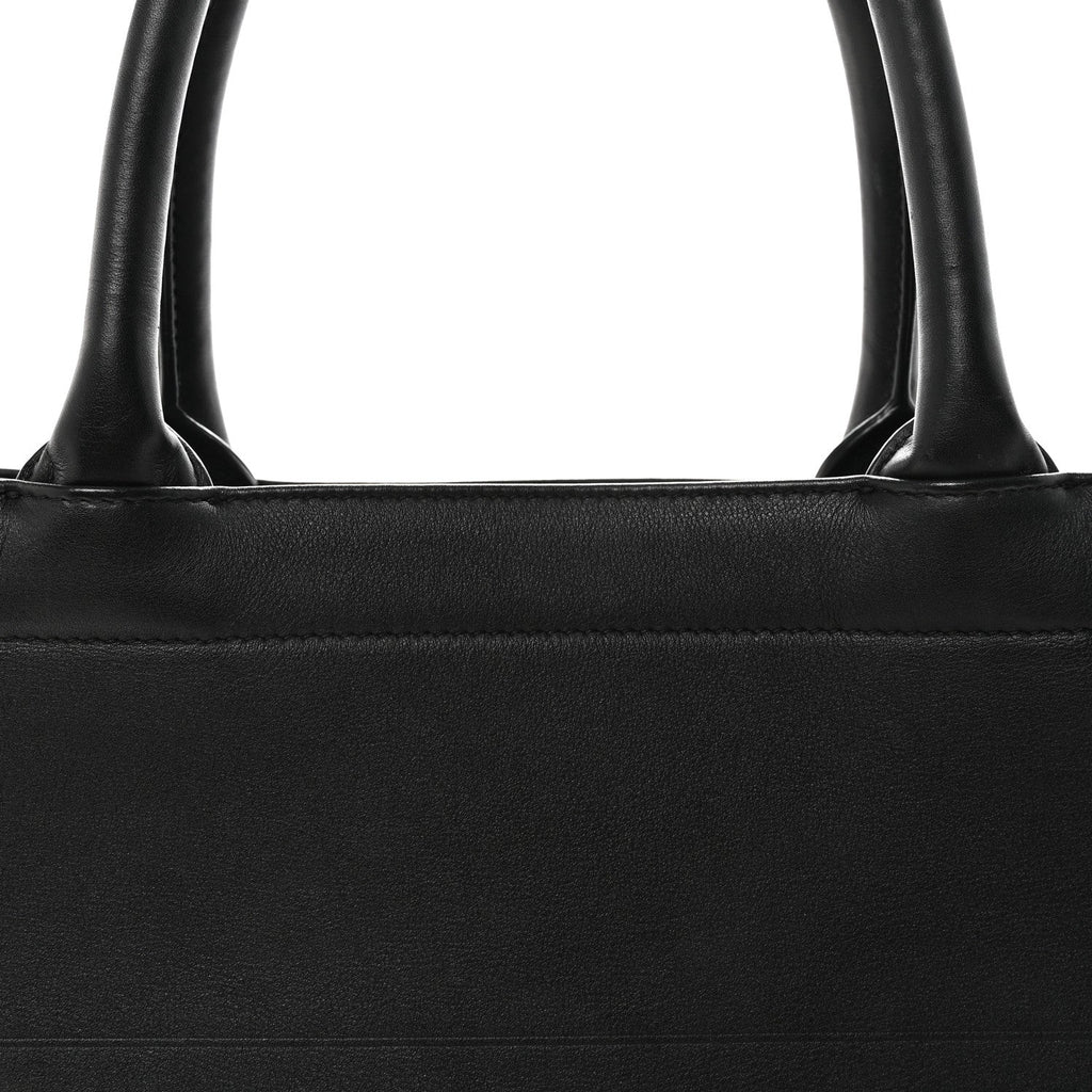 Calfskin Embossed Medium Book Tote Black