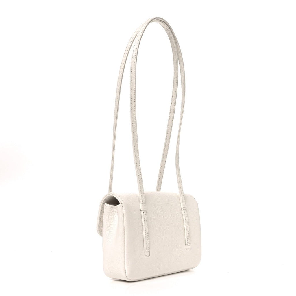 Shiny Caviar Mini Preppy Coco Shoulder Bag White