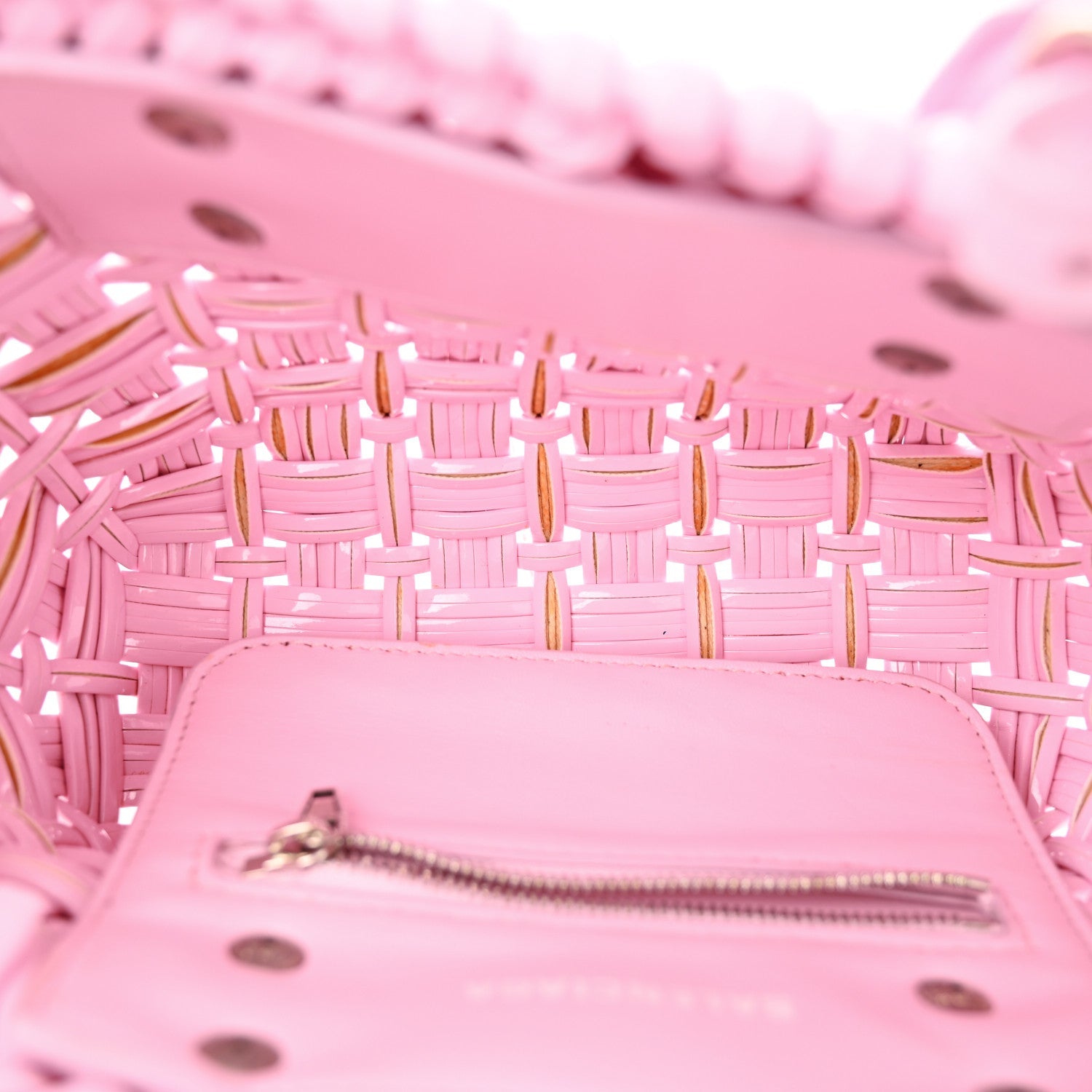Faux Calfskin Braided Varnished XXS Bistro Basket Candy Pink
