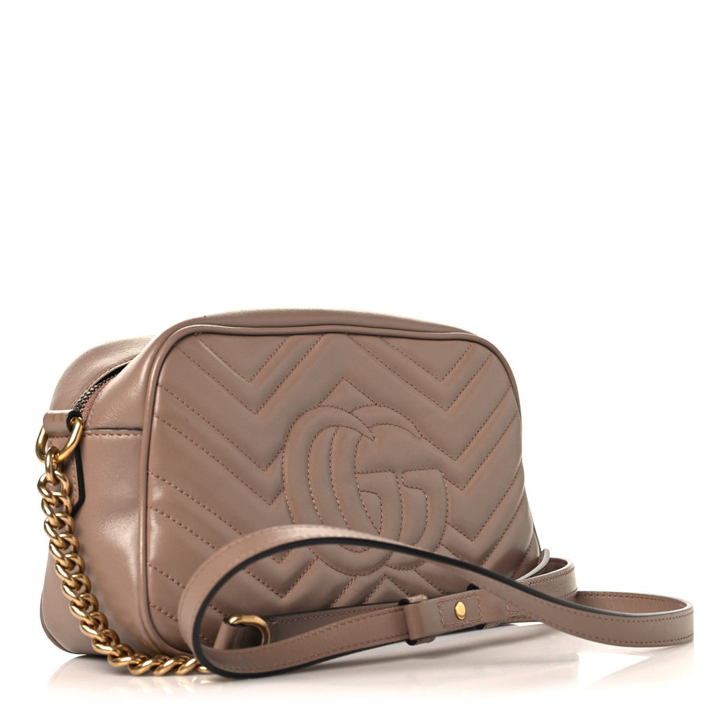 Calfskin Matelasse Small GG Marmont Chain Shoulder Bag Porcelain Rose