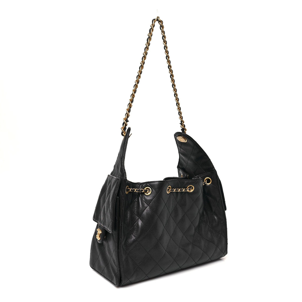 Caviar Quilted Small Chanel 25 Handbag Dark Navy