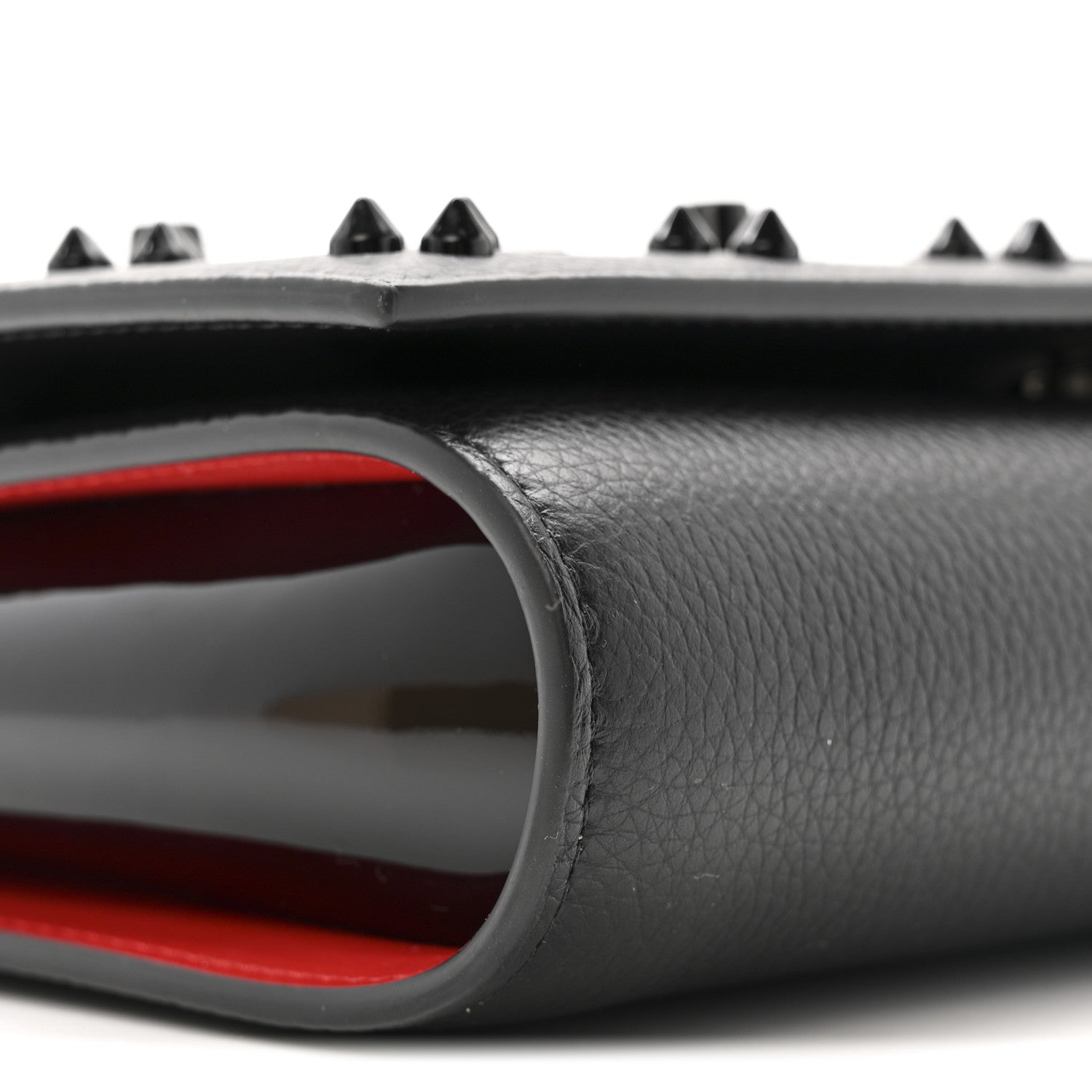 Calfskin Spikes Loubinthesky Paloma Clutch Black
