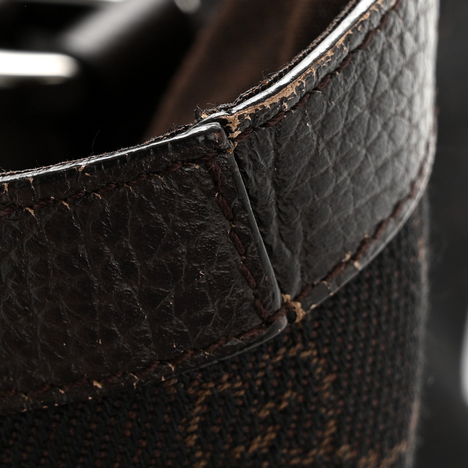 Denim Monogram Large Abbey Tote Dark Brown