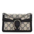 GG Supreme Monogram Textured Dollar Calfskin Super Mini Dionysus Shoulder Bag Beige Blue